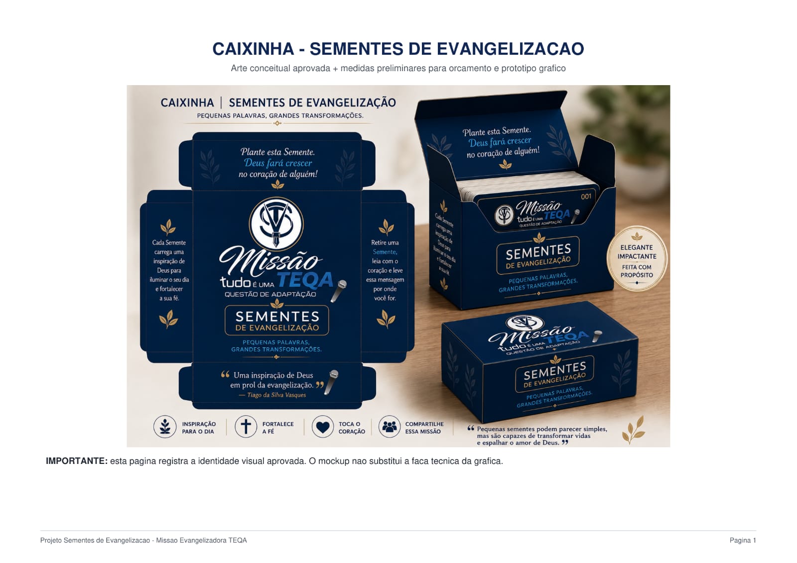 Caixinha Sementes de Evangelização — apresentação física do projeto