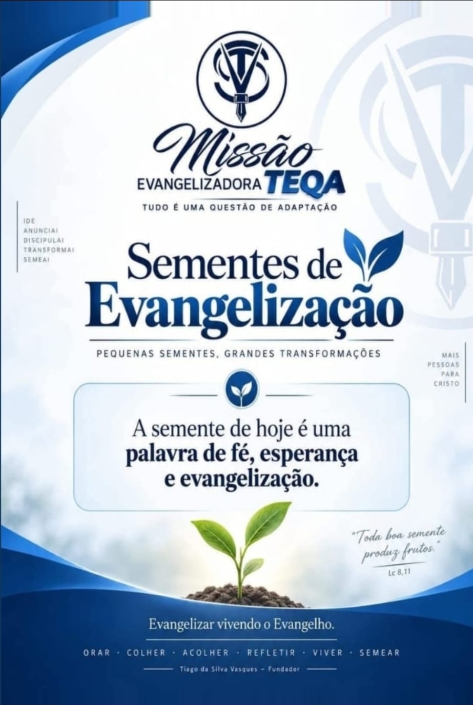 Capa frontal oficial do livro Sementes de Evangelização, de Tiago da Silva Vasques