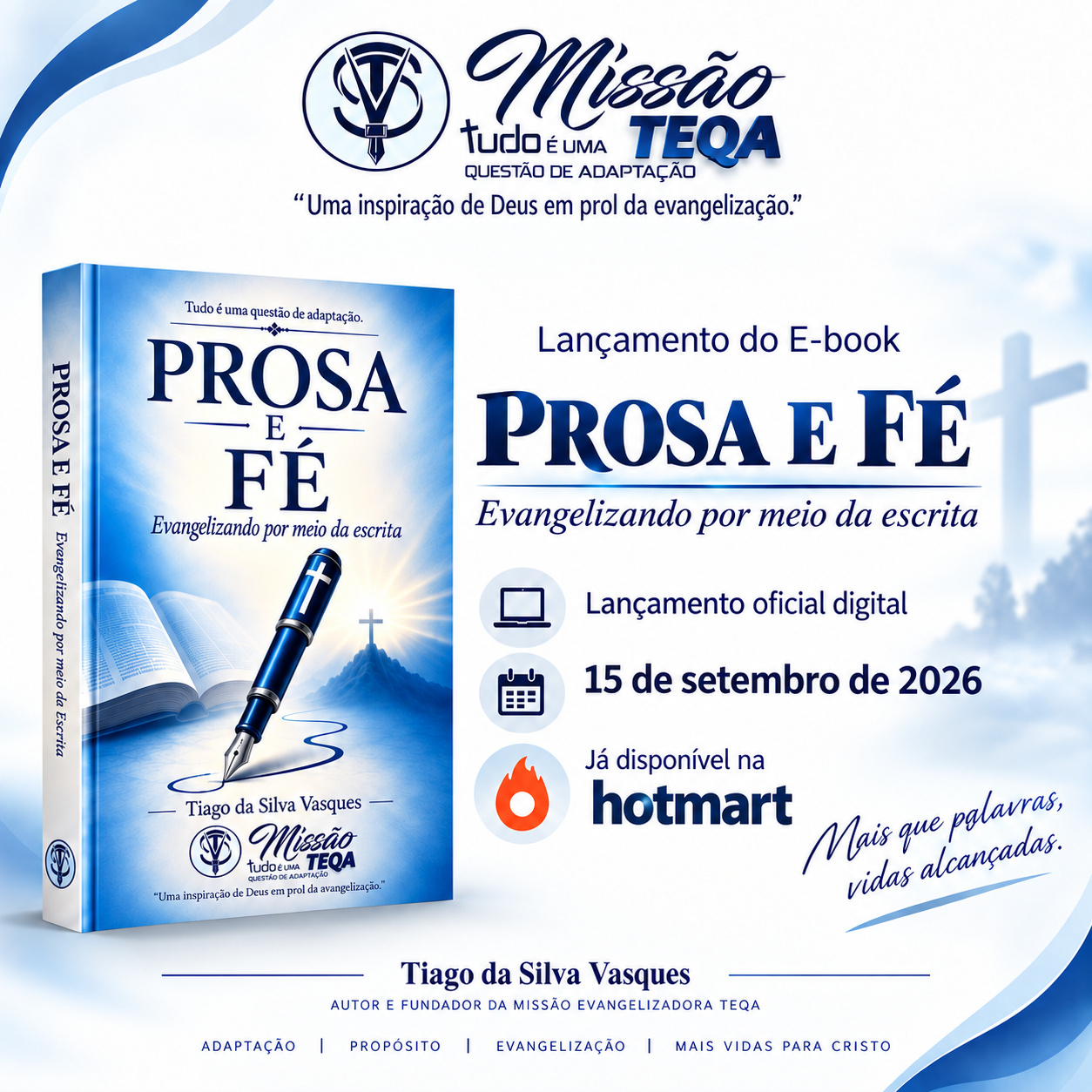 Arte oficial do e-book Prosa e Fé — Evangelizando por meio da escrita