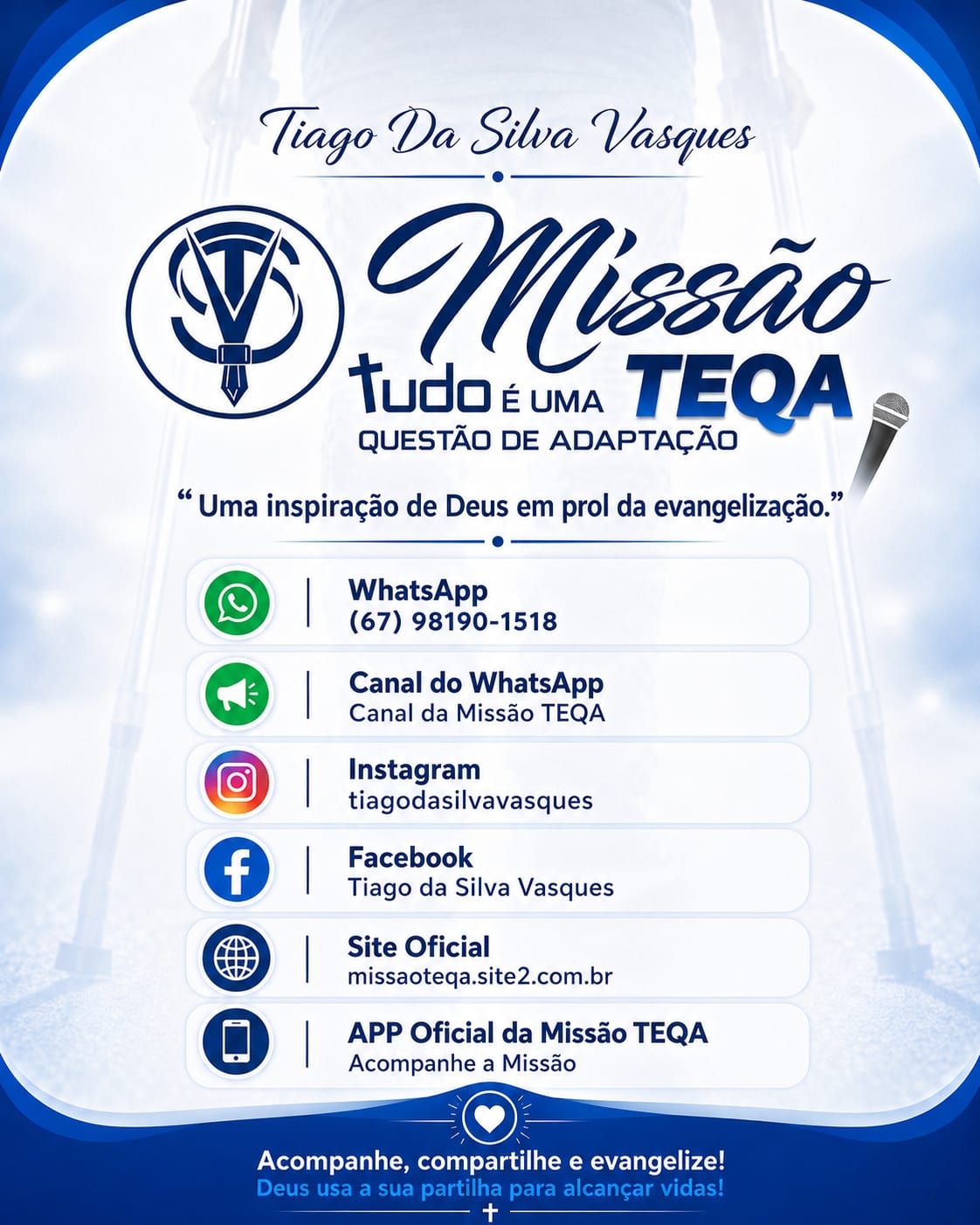 Arte oficial dos Canais Oficiais da Missão Evangelizadora TEQA